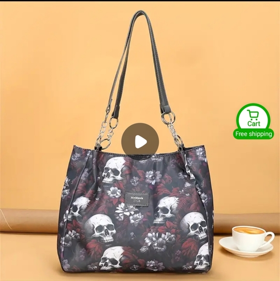 Red Gothic Purse Skulls NWT - Picture 2 of 2